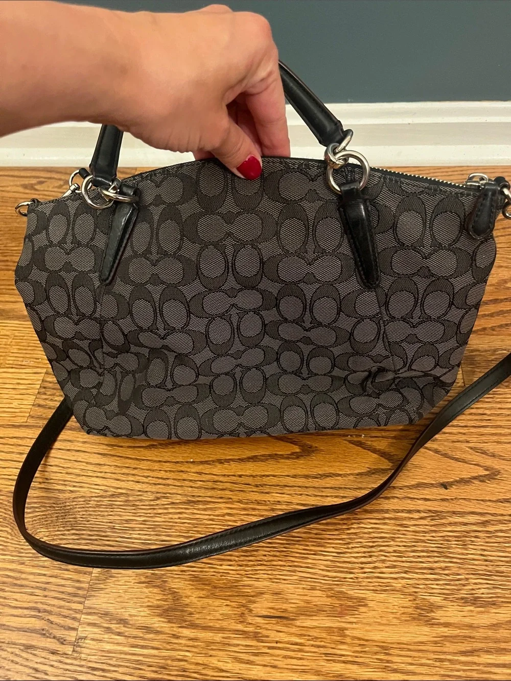 Coach Kelsey Satchel in “Black Smoke